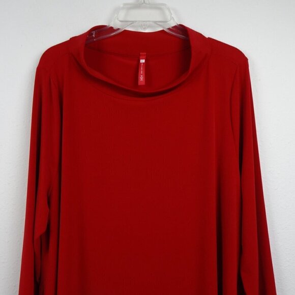 IC Collection Long Sleeve Top Women’s Plus Size 1X Red Knit Made in USA - Picture 2 of 10